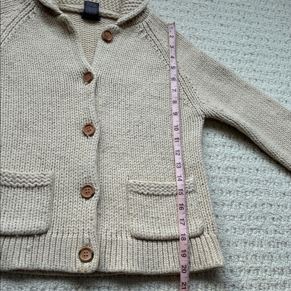 Roots Women's Vintage Beige Wool Blend Knit Cardigan Sweater Medium Fits Small - Picture 9 of 10